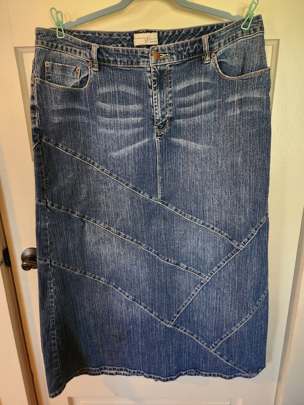 Venezia Blue Patchwork Denim Skirt